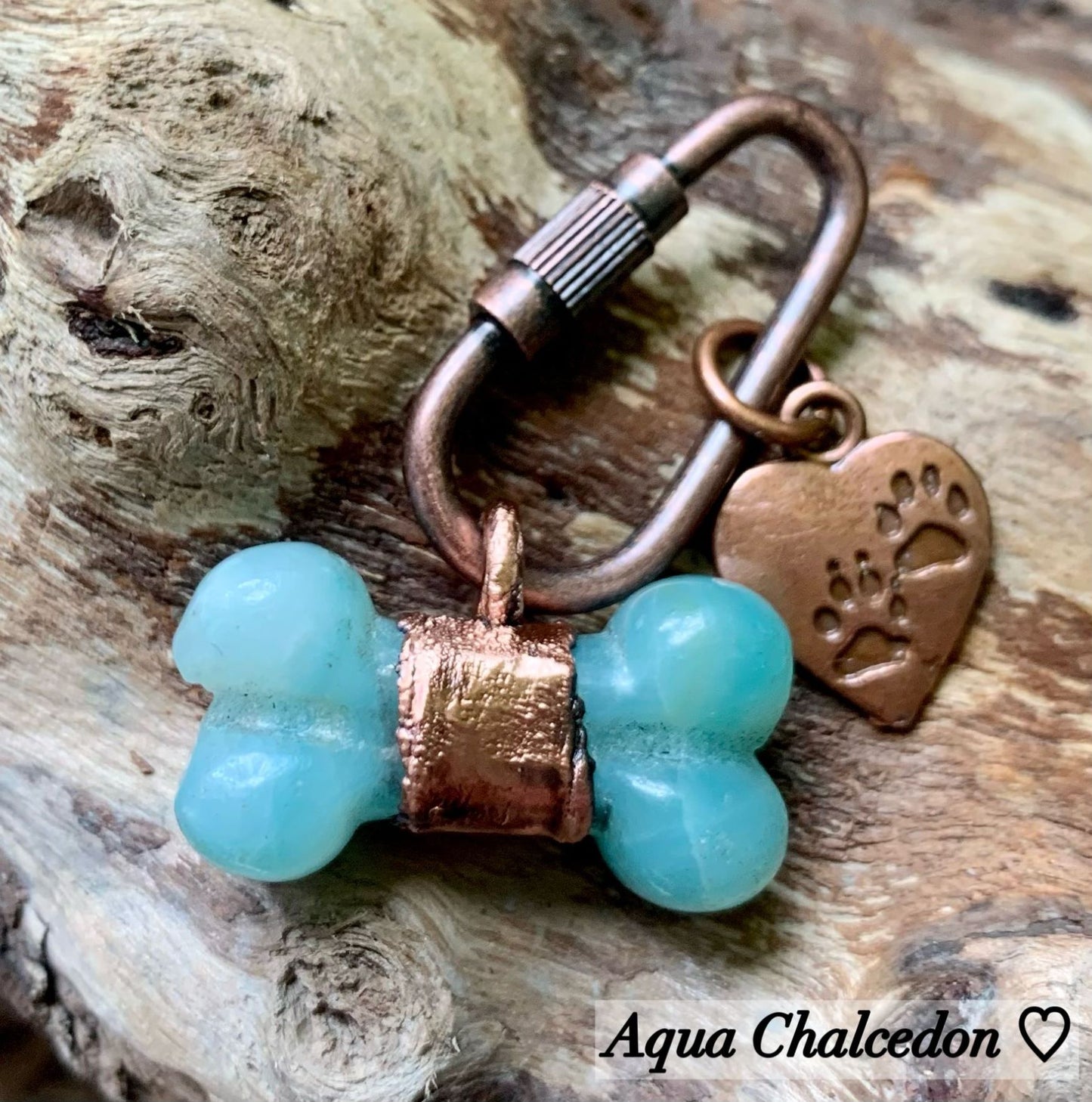 Aqua Chalcedon Schmuckstein-Anhänger mit Herz