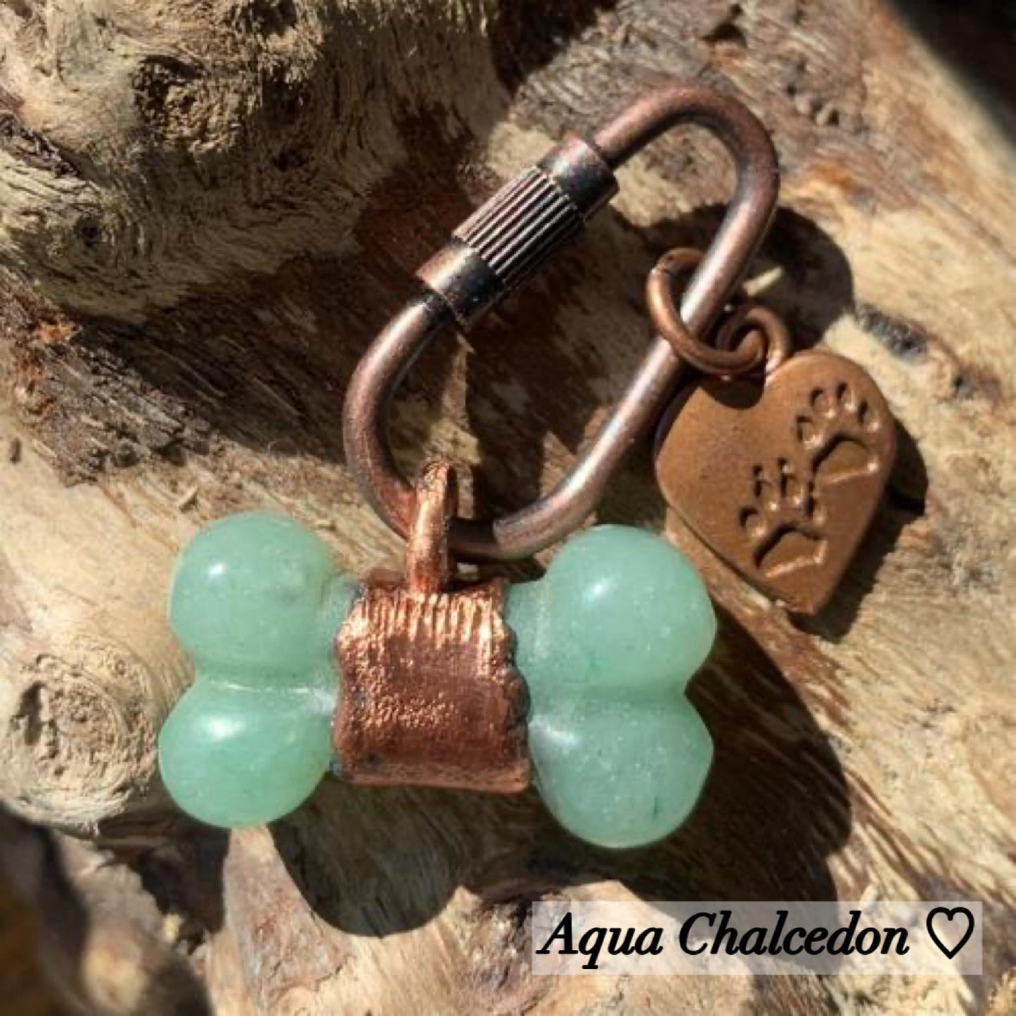 Aqua Chalcedon Schmuckstein-Anhänger mit Herz